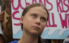 Greta Thunberg (C) joins activists outside the United Nations during a protest against climate change on 6 September 2019 in New York. Picture: AFP