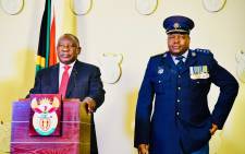 National Police Commissioner Sehlahle Fannie Masemola (right) with President Cyril Ramaphosa (left) during the official announcement of his appointment on 31 March 2022. Picture: GCIS
