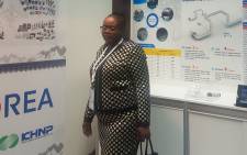 Energy Minister Mmamoloko Kubayi visits the Korean exhibition stand while attending the AtomExpo nuclear conference in Moscow, Russia. Picture: @Energy_ZA/Twitter