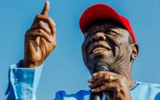 A picture taken on 2 September 2017 shows late Zimbabwean opposition leader Morgan Tsvangirai addressing a crowd during his last opposition rally at White City Stadium in Bulawayo. Picture: AFP.