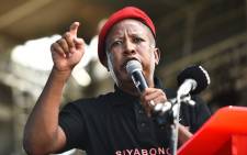 Economic Freedom Fighters (EFF) leader Julius Malema addresses supporters at the party's Siyabonga Rally at People’s Park in eThekwini on 8 January 2022. Picture: @EFFSouthAfrica/Twitter