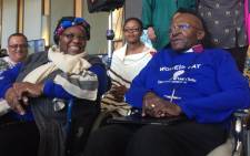 Archbishop Emeritus Desmond Tutu with his wife Leah at the Artscape Theatre in Cape Town. Picture: Kevin Brandt/EWN.