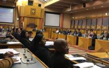 Parliament’s police portfolio committee and other stakeholders linked to the cash handling industry meet on Wednesday 13 June 2018 to discuss ways to combat the increasing cash-in-transit heists in SA. Picture: Shamiela Fisher/EWN