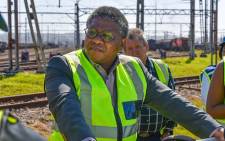 Transport Minister Fikile Mbalula inspects rail infrastructure at the Transnet Freight Rail yard in Durban on 15 August 2019. Picture: @MbalulaFikile/Twitter