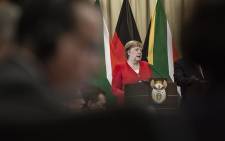 German Chancellor Angela Merkel addressing the media at the Union Buildings in Pretoria on 6 February 2020. Picture: Sethembiso Zulu\EWN