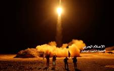 FILE: An image grab taken from a video handed out by Yemen's Houthi rebels on 27 March 2018 shows what appears to be Houthi military forces launching a ballistic missile on March 25 reportedly from the capital Sanaa. Picture: AFP
