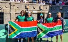 Team SA celebrates their Davis Cup victory over Venezuela in New York on 19 September 2021. Picture: @TennisSA/Twitter
