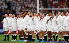England players sing their national anthem before the start of their 2019 Rugby World Cup match. Picture: @EnglandRugby/Twitter