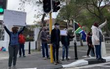 Cape Town smokers on 13 June 2020 gathered once again at the gates of Parliament to protest against the ban on cigarette sales under level 3 of the national coronavirus lockdown. Picture: Kaylynn Palm/EWN.








 

