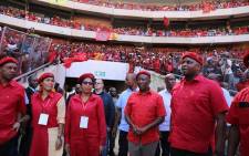EFF leader Julius Malema arrives at Orlando Stadium for the party's Tshela Tshupa rally on Sunday 5 May 2019. Picture: Kayleen Morgan/EWN