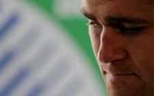 Wallaby captain James Horwill listens during a Rugby World Cup 2011 press conference. Picture: AFP