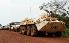 A general view of electoral official's convoy escorted by MINUSCA (United Nations Multidimensional Integrated Stabilization Mission in the Central African Republic) on the road to Bocaranga, Central African Republic, on 23 September 2020. Picture: AFP