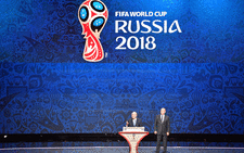 FILE: Former Fifa president Sepp Blatte delivering a speech next to Russian President Vladimir Putin ahead of the preliminary draw for the 2018 World Cup qualifiers at the Konstantin Palace in Saint Petersburg on 25 July 2015. Picture: AFP 