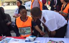 Western Cape Health MEC Nomafrench Mbombo visits a make-shift clinic outside the Cape Town train station Picture: Monique Mortlock/EWN.