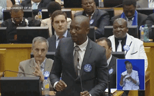 Democratic Alliance leader Mmusi Maimane trying to offer some direction in Parliament during the 2016 State of the Nation Address.