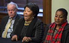 New York attorney Kenneth McCallion (L), defending the Namibian tribes, Ida Hoffmann(C), representative of the Nama tribe and a member of Parliament in Namibia, and Ester Muiinjangue, also from the Nama tribe speak during a news conference 16 March 2017 in New York. Picture: AFP