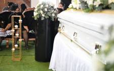 Lindsay Myeni, the widow of Lindani Myeni, at his funeral service at the eSikhaleni FET on 8 May 2021. Picture: @kzngov/Twitter