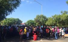 FILE: Members of the EFF student command attempted to prevent students from entering the TUT Pretoria west campus, but they pushed through with the help of the police. Picture: Barry Bateman/EWN.