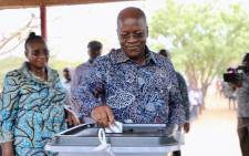 Tanzania's incumbent president and presidential candidate of ruling party Chama Cha Mapinduzi (CCM) John Magufuli casting his election ballot on 28 October 2020. Picture: @ccm_tanzania/Twitter 