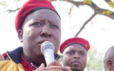 Julius Malema and members of the EFF laid charges against Cyril Ramaphosa and SAPS bosses at Marikana Police Station. Picture: Louise McAuliffe/EWN