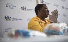 Gauteng acting MEC for Social Development Panyaza Lesufi on 15 April 2020 received over 10,000 food parcels and other supplies from social partners to help those in need during the lockdown. The supplies will be stored at the central warehouse and Johannesburg Food Bank. Picture: Sethembiso Zulu/EWN