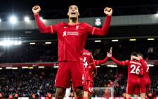 Liverpool's Virgial van Dijk celebrates his goal against Leeds United in their English Premier League match on 23 February 2022. Picture: @LFC/Twitter