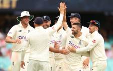 England players celebrate the fall of an Australian wicket on day 1 of the third Ashes Test on 5 January 2022. Picture: @englandcricket/Twitter
