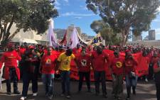 Saftu members making their way to Parliament in Cape Town during a demonstration against proposed minimum wage. Image: Graig-Lee Smith/EWN