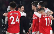 Arsenal players celebrate their victory over Manchester United in their English Premier League match on 1 January 2020. Picture: @Arsenal/Twitter