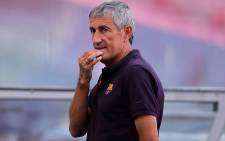 Barcelona coach Quique Setien arrives for a training session at the Luz stadium in Lisbon on 13 August 2020 on the eve of the UEFA Champions League quarterfinal football match between FC Barcelona and Bayern Munich. Picture: AFP