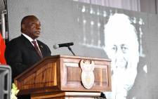 President Cyirl Ramaphosa delivers the eulogy at the funeral of human rights lawyer Advocate George Bizos on 17 September 2020. Picture: @PresidencyZA/Twitter