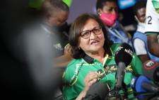 FILE: ANC’s deputy secretary-general Jessie Duarte briefing the media at the national results operation centre in Pretoria. Picture: Abigail Javier/Eyewitness News