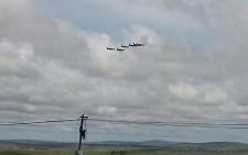 Jets fly over the burial site where former president Nelson Mandela will be burried in Qunu, 14 December 2013. Picture: Steven Grootes/EWN.