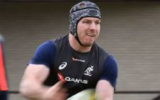 Australia loose forward David Pocock during a training session. Picture: AFP