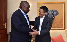 President Cyril Ramaphosa greets Chinese internet giant Jack Ma. Picture: @PresidencyZA/Twitter.