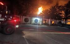 The Mmabatho Palms Hotel in Mahikeng was on fire on 8 September 2021. Picture: Supplied.