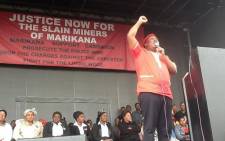 FILE: There was a warm welcome by the mining community as Malema arrived. Picture: Supplied.