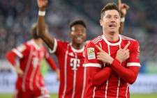 Bayern Munich's Robert Lewandowski celebrates scoring their second goal. Picture: Twitter