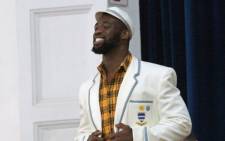 Siya Kolisi received an honours blazer from his alma mater Grey High School on Friday. Picture: @Greyhighsport/Twitter
