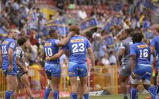 Stormers' players celebrate after beating the Hurricanes at the end of the Super Rugby match against the Hurricanes at Newlands Stadium on 1 February 2020, in Cape Town. Picture: AFP