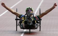 Nicolas Pieter Du Preez of South Africa rides his hand cycle during the Men’s H1 Road Race at the UCI Para-Cycling Road World Championships in Nottwil, Switzerland, 02 August 2015. EPA/ALEXANDRA WEY