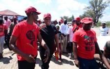 EFF leader Julius Malema doing a walkabout and pamphleteering in Swartruggens Town in the North West on Saturday, 9 October 2021. Picture: EFF South Africa/Twitter.