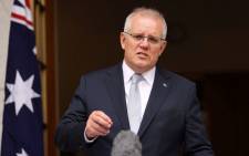 Australian Prime Minister Scott Morrison speaks to the media during a press conference at Parliament House in Canberra on 6 January 2022. Picture: STRINGER/AFP