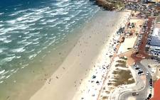 An aerial view of Muizenberg Beach in Cape Town. Picture: Kaylynn Palm/EWN.