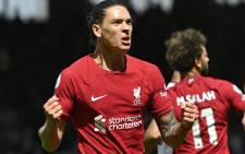 Liverpool striker Darwin Nunez celebrates after scoring their first goal during the English Premier League football match between Fulham and Liverpool at Craven Cottage in London on 6 August 2022. Picture: JUSTIN TALLIS/AFP
