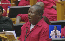 EFF leader Julius Malema in Parliament during a debate on the president's 2016 State of the Nation Address.