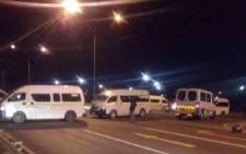 Taxis blocking the road amid a taxi strike in Gauteng by Santaco on 22 June 2020. Picture: @Boetie_majozi/Twitter. 