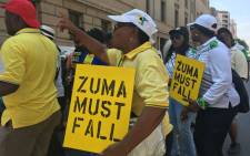 ANC members call for Jacob Zuma to step down on 5 February in Johannesburg. Picture: Ihsaan Haffajee/EWN