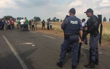 Police monitoring protests in Rustervaal in Vereeniging on 12 April 2019. Picture: Robinson Nqola/EWN 