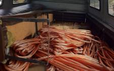 FILE: Stolen copper cables recovered at a scrap metal dealer in Roodepoort. Picture: Taurai Maduna/EWN